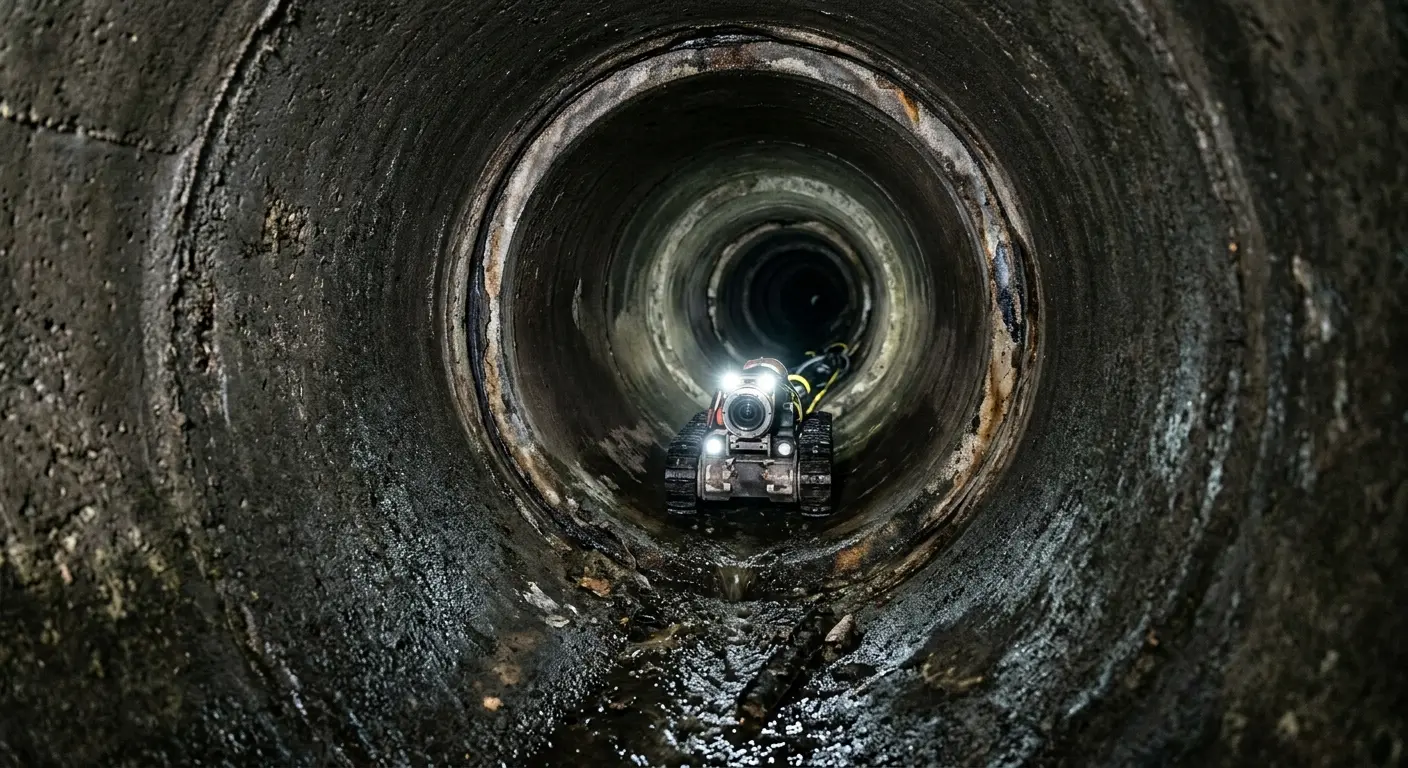 Robotic sewer camera inspecting pipe interior for Sewer Line Cleaning in New Paltz